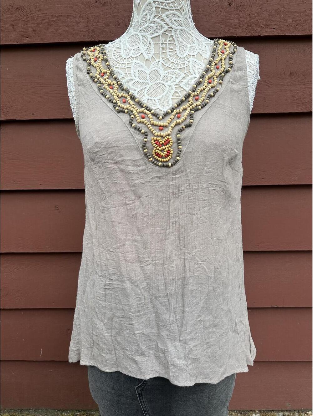Alyx Beaded‎ Embellished V Neck Sleeveless Top